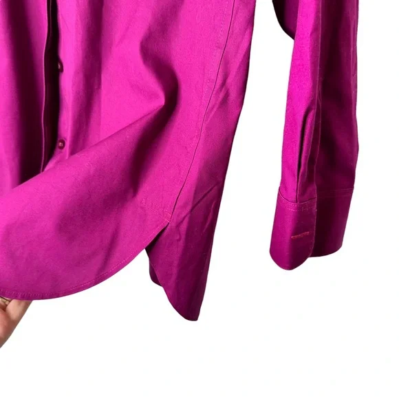 NWT Chico’s No Iron Sateen Purple Fuchsia Berry Marie Button Down Size 1/Small - Picture 6 of 9